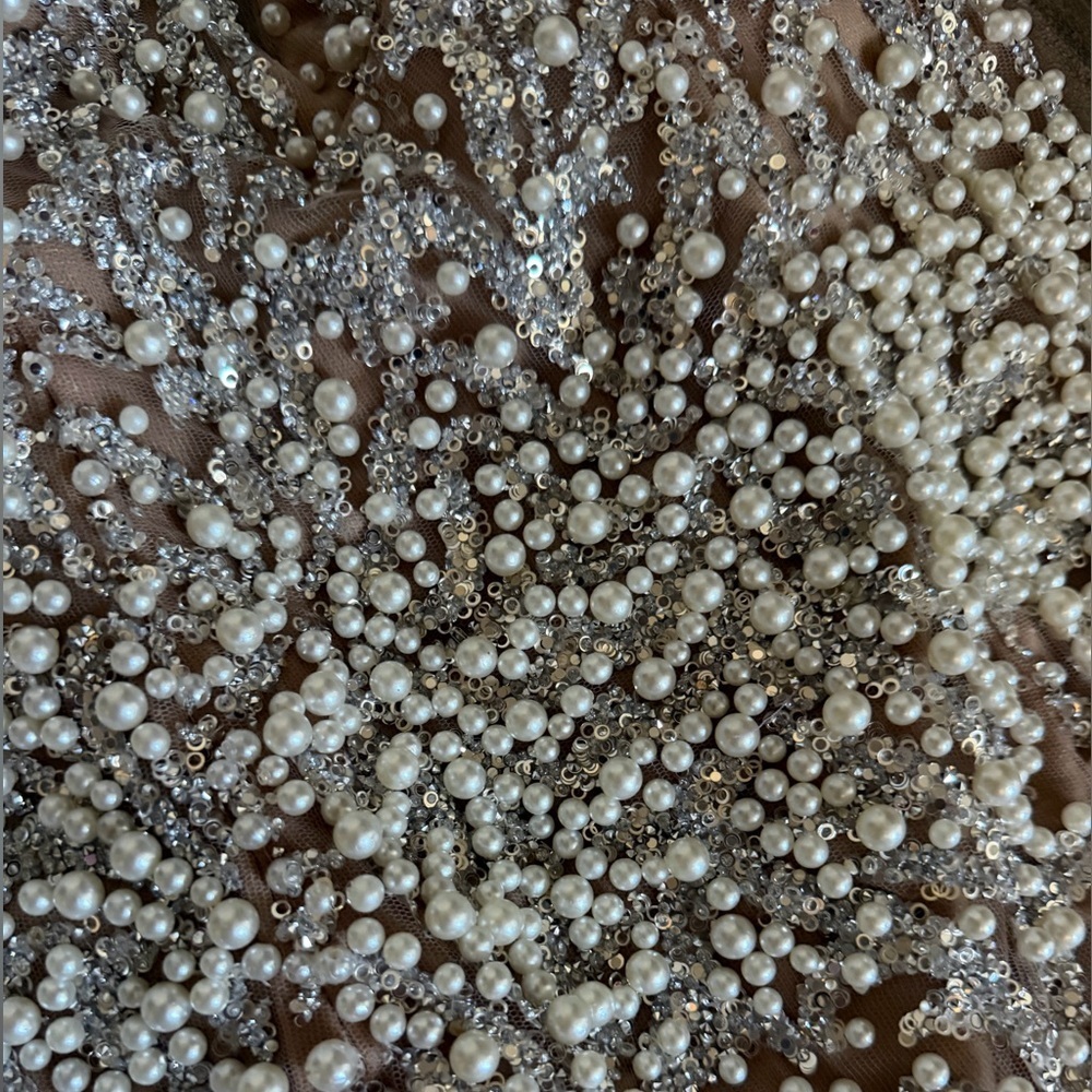 Strapless Glittering Champagne Evening Gown - Picture 9 of 11